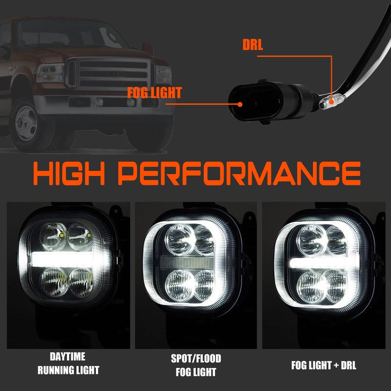 DRFG LED Fog Light with Daytime Running Lights - Fog Light Assembly for Ford F250 F350 F450 F550 Super Duty 2005 2006 2007 Driving Fog Lamps Plug & Play 2pcs - Image 4